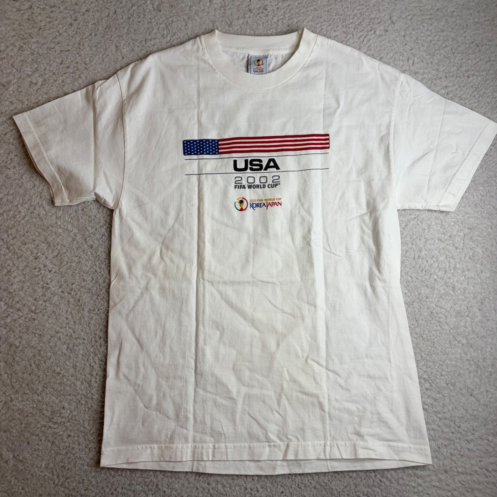 Vintage 2002 Fifa World Cup Usa TShirt Korea Japan Soccer White Mens Large